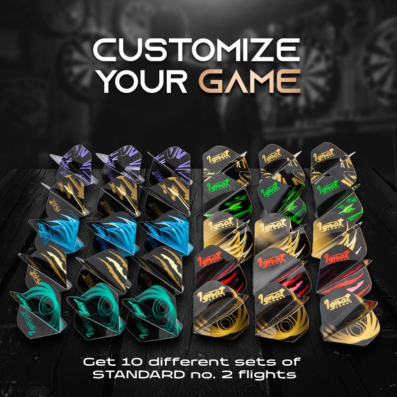 IgnatGames Dart Flights and Accessories â€“ 18/30 GlideXPro 130 Micron Flights in Various Shapes and 6 Flight Protectors - Image 2